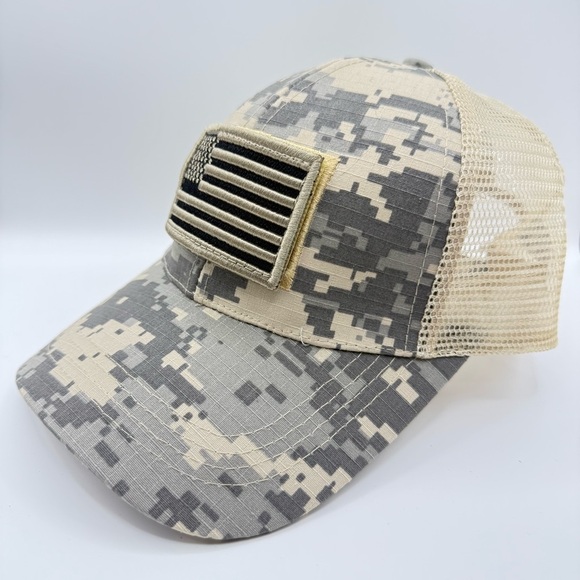 US Flag Camo Baseball Cap with Detachable Flag - Unisex Outdoor Hat - Picture 2 of 6